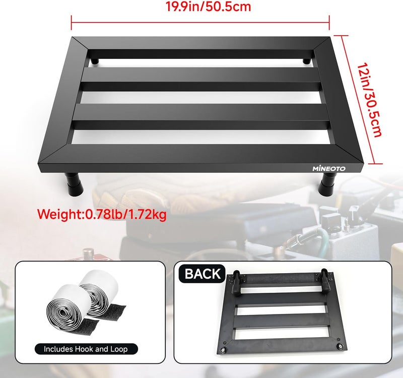 MIOTO 19.9”x12”Aluminum Alloy Guitar Pedal Board 1.7lb Super Light Large Effect Pedalboard with Carry Bag - Image 2